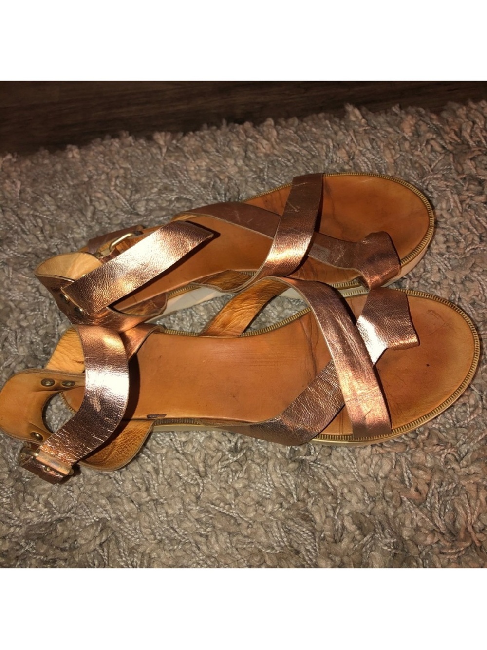 Women’s Metallic Copper Gold Strappy Sandals